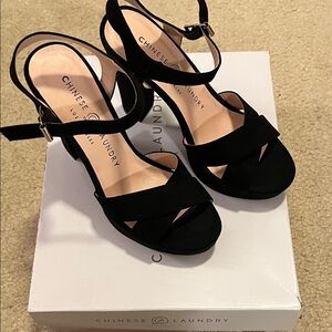 Chinese Laundry Black Strappy Platform Heels